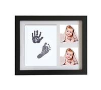 JIAN YA NA Babyprints Keepsake Handprint et empreinte photo Kit de cadre pour bébé nouveau-né Album photo pour Registre de douche Noir