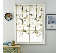 JIAN YA NA Rideau romain à motif floral avec lien supérieur transparent pour balcon, rideau à volutes en voile pour fenêtre, panneau de décoration pour la chambre (Pansy, 60 * 120 cm)