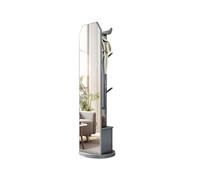 Jian1004 Portant à vêtements, Cintre en Bois Massif avec tiroir, Armoire de Rangement, Support de Sol for Porche d'entrée, Miroir Complet Amovible,Portant à vêtements Suspendu(Gray)
