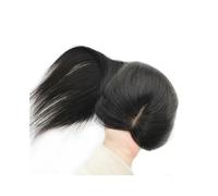 JIANBOHAIRS 14 Inch Hair Toppers For Women Real Human Hair Natural Black For Women 130 Density Silk Base Straight Hair For Thin Hair Daily Use for Thinning Hair(6x12cm)