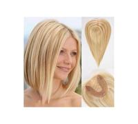 JIANBOHAIRS 14 pouces Remy cheveux humains toppers base en soie clips en raides, 100% cheveux humains postiches extension for femmes for Thinning Hair(Blonde Bleach)