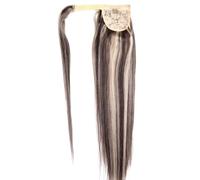 JIANBOHAIRS 16"-24" Extension de queue de cheval cheveux humains, postiche à clipser Remy Stragiht for un usage quotidien Daily Wear(P2/613,20inch)