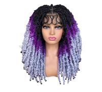 JIANBOHAIRS 20 inch Full Lace Braided Wigs for Women, Crochet Hair Dreadlocks Synthetic Wig Braids Extensions for Thinning Hair(1B-PURPLEGREY)