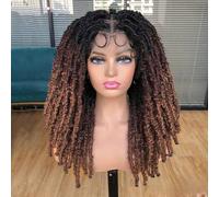 JIANBOHAIRS 20 inch Full Lace Braided Wigs for Women, Crochet Hair Dreadlocks Synthetic Wig Braids Extensions for Thinning Hair(1B-33-30)