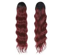 JIANBOHAIRS 28 Inch Long Body Wave Ponytail, Synthetic Heat Resistant Wrap Around Drawstring Curly Wavy Pony tail Clip in Hairpieces for Women Daily Wear(OT350)