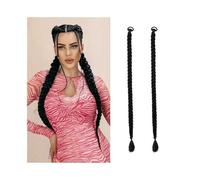 JIANBOHAIRS 2Pcs Synthetic Braided Ponytail Hair Extension With Rubber Band Braids Natural Hair Pieces For Women Daily Wear Hair Accessories Daily Wear(Black Brown,65cm)