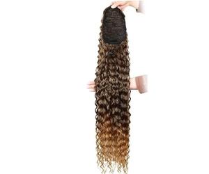 JIANBOHAIRS 30inch Long Curly Ponytail Extension,Synthetic Water Wave Drawstring Thick Pony Tail for Women with 2 Clips Daily Wear(MT4-27)