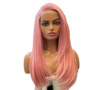 JIANBOHAIRS 4x6 Lace Front Wig,Synthetic Glueless Long Straight Wigs Natural Density for Women for Daily Wear 22inch for Thinning Hair(Pink)