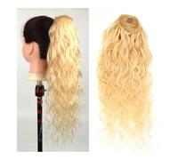 JIANBOHAIRS Blonde 613 Color Ponytail Human Hair Extensions Drawstring Body Wave Wigs Daily Wear(16inch)