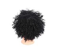 JIANBOHAIRS Chignon synthétique court et bouclé de 20 cm, queue de cheval avec cordon de serrage, postiche afro bouffant for femme for Thinning Hair(Black)