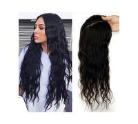 JIANBOHAIRS Complément capillaire ondulé et bou n cheveux humains for femme, base en dentelle suisse 12 x 13 cm avec 4 clips, noir naturel for Thinning Hair(16inches)