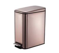 JIANBOHAIRS Corbeilles à papier Small Stainless Steel Trash Can with Lid, 5 Liter Bathroom Step Pedal Garbage Bin with Removable Bucket(Rose Gold-B)