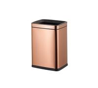 JIANBOHAIRS Corbeilles à papier Stainless Steel Square Trash Can,10 Liter Wastebasket with Fixed Ring and Non Slip Base,for Bedroom,Kitchen,Office(Gold)