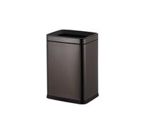 JIANBOHAIRS Corbeilles à papier Stainless Steel Square Trash Can,10 Liter Wastebasket with Fixed Ring and Non Slip Base,for Bedroom,Kitchen,Office(Black)