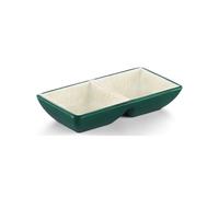 JIANBOHAIRS Dual Soy Sauce Dish Dipping Bowls Divided Dishes for Sushi,Two Compartments Plate Appetizer Serving Tray for Seasoning, Appetizer, Vinegar, Ketchup(Green)