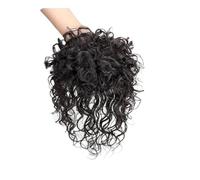 JIANBOHAIRS Extension capillaire naturelle ondulée for femme, frange à clipser avec base en dentelle, for couvrir la perte de cheveux, 25,4 cm for Thinning Hair(Natural Black)