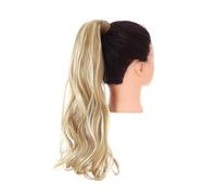 JIANBOHAIRS Extension De Cheveux Queue Cheval Ondulée Naturelle Longue Synthétique For Les Femmes Résistant À La Chaleur Enveloppant Autour Des Postiches Clipser Daily Wear(Dirty Blonde)