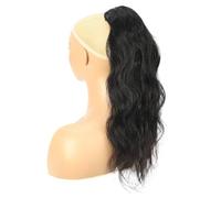 JIANBOHAIRS Extension de queue de cheval avec cordon de serrage en cheveux humains ondulés for femme, queue de cheval brésilienne Remy, noir naturel Daily Wear(30 inch)