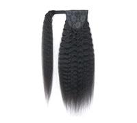 JIANBOHAIRS Extension de queue de cheval en cheveux humains crépus, 25 à 65 cm, cheveux vierges brésiliens Yaki, lisses, noirs naturels. Daily Wear(16inches)