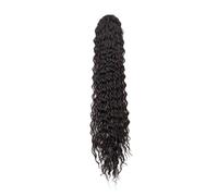 JIANBOHAIRS Extension queue de cheval 55 cm, postiche bouclée et ondulée avec cordon de serrage, postiche for femme, noir Daily Wear(Natural Black)