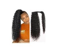 JIANBOHAIRS Extension queue de cheval 8 à 26 pouces, cheveux humains ondulés Remy à clipser, couleur naturelle Daily Wear(24inches)