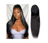 JIANBOHAIRS Extension Queue De Cheval À Cordon De Serrage, Cheveux Synthétiques Longs Et Raides, Postiche À Clipser For Femme, Noir Et Brun, 25,4 À 66 Cm Daily Wear(24inches)