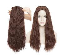 JIANBOHAIRS Extensions capillaires synthétiques ondulées de 50 cm à clipser, postiche monobloc noir et brun for femme for Thinning Hair(Medium brown)