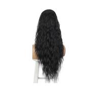 JIANBOHAIRS Extensions de cheveux brésiliens naturels bouclés, postiche queue de cheval avec cordon de serrage, postiche ondulée for femmes Daily Wear(Natural Black,14inches)
