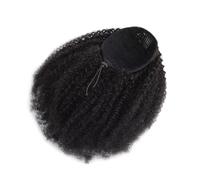 JIANBOHAIRS Extensions de cheveux humains afro crépus et bouclés, queue de cheval avec cordon de serrage, for femmes noires Daily Wear(24inch)