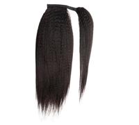 JIANBOHAIRS Extensions de cheveux naturels crépus et raides à clipser, queue de cheval de 30 à 66 cm, couleur noire naturelle, for femmes Daily Wear(24inches 100g)