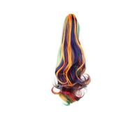 JIANBOHAIRS Extensions de cheveux ondulés à clips de 22 pouces, longues queues de cheval for femmes, postiche ondulé Daily Wear(Rainbow)