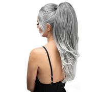 JIANBOHAIRS Extensions de cheveux synthétiques à clips de 22 pouces, queue de cheval longue et bou fausse queue de cheval for usage quotidien Daily Wear(Mix Gray)