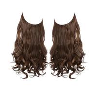 JIANBOHAIRS Extensions de cheveux synthétiques sans clips, faux cheveux naturels ondulés et bouclés for femme Daily Wear(Ginger Brown,18inches)