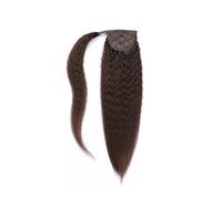 JIANBOHAIRS Extensions de queue de cheval de cordon de cheveux humains droits crépus Yaki, pince brésilienne en queue de cheval enroulée autour des cheveux de postiche Daily Wear(#2,26 inch)