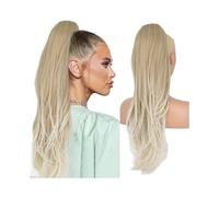 JIANBOHAIRS Extensions de queue de cheval synthétiques ondulées longues de 26 pouces, postiches avec cordon de serrage for femmes, queue de cheval à utilisation quotidienne Daily Wear(Ombre Platiunm)