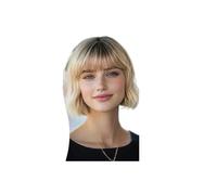 JIANBOHAIRS Frange En Cheveux Humains For Femmes Frange Vaporeuse 3D Frange À Clips Marron Naturel Avec Postiche Couverture Complète À 360° for Thinning Hair(Ombre Bleach Blonde)