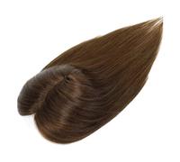 JIANBOHAIRS Human Hair Topper,Straght HairPiece with Bangs 12×13cm Soft Breathable Lace Base for Women with ThinningHair for Thinning Hair(Medium Brown,12 inches)