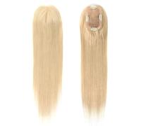 JIANBOHAIRS Human Thinning Hairs For Women No Bangs 3x5 Inch Monofilament Large Bases Clip In Topper Wiglets Top Hair Pieces 16 Inch for Thinning Hair(Ash Blonde)