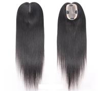 JIANBOHAIRS Human Thinning Hairs For Women No Bangs 3x5 Inch Monofilament Large Bases Clip In Topper Wiglets Top Hair Pieces 16 Inch for Thinning Hair(Natural Black)