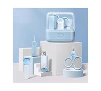 JIANBOHAIRS Kit Manucre Pedicure Coffret de Soins des Ongles 4 en 1 avec étui Transparent Mignon, kit for Les Ongles, Coupe-Ongles, Ciseaux, Lime à Ongles et Pince à épiler(Blue)