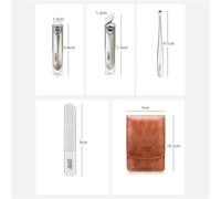 JIANBOHAIRS Kit Manucre Pedicure Kit de manucure Portable 4 pièces for Ongles des Pieds et des Mains, Coupe-Ongles, avec étui en Cuir PU, kit de manucure en Acier Inoxydable(Brown)