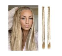 JIANBOHAIRS Lot de 2 extensions de cheveux synthétiques tressés à clipser, queue de cheval longue, for femmes, enfants, filles, fête quotidienne, cosplay Daily Wear(Blonde)
