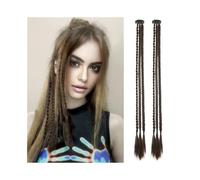 JIANBOHAIRS Lot de 2 extensions de cheveux synthétiques tressés à clipser, queue de cheval longue, for femmes, enfants, filles, fête quotidienne, cosplay Daily Wear(Chocolate Brown)