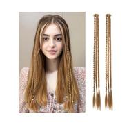JIANBOHAIRS Lot de 2 extensions de cheveux synthétiques tressés à clipser, queue de cheval longue, for femmes, enfants, filles, fête quotidienne, cosplay Daily Wear(Ginger Brown)