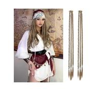 JIANBOHAIRS Lot de 2 extensions de cheveux synthétiques tressés à clipser, queue de cheval longue, for femmes, enfants, filles, fête quotidienne, cosplay Daily Wear(Light Honey Blonde)
