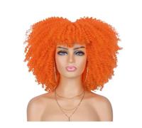 JIANBOHAIRS Perruque afro des années 70-80 for femmes noires, perruque synthétique courte et bou avec frange, idéale for une tenue de soirée au quotidien. for Thinning Hair(Orange)