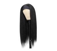 JIANBOHAIRS Perruque bandeau crépue et lisse for femme, perruques Yaki lisses avec bandeau noir, cheveux synthétiques, facile à coiffer, sans dentelle ni colle for Thinning Hair(30inch)