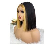 JIANBOHAIRS Perruque Bob 10 pouces, cheveux humains, 2x6, densité 250, for femmes noires for Thinning Hair(Frontal Highlight)