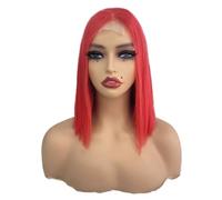 JIANBOHAIRS Perruque Bob 10 pouces, cheveux humains, 2x6, densité 250, for femmes noires for Thinning Hair(Red)