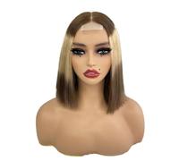 JIANBOHAIRS Perruque Bob 10 pouces, cheveux humains, 2x6, densité 250, for femmes noires for Thinning Hair(Brown Highlight)